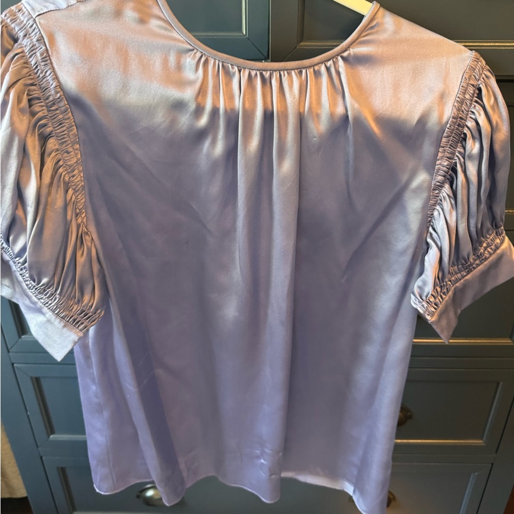 Rebecca Taylor Lavender Ruched Short Sleeve Blouse